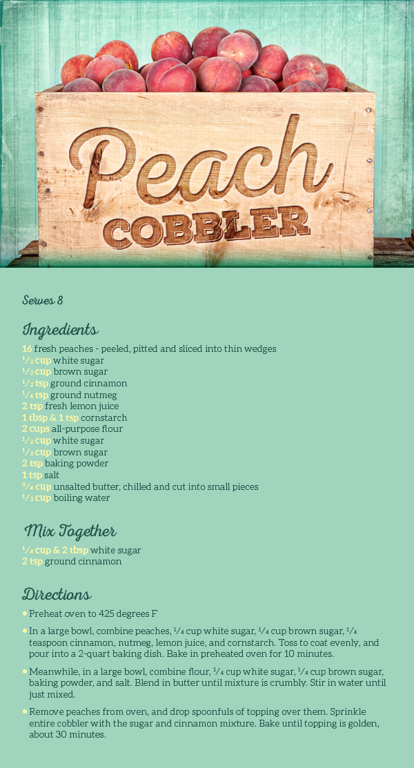 Golden Thanksgiving –  Peach Cobbler Recipe